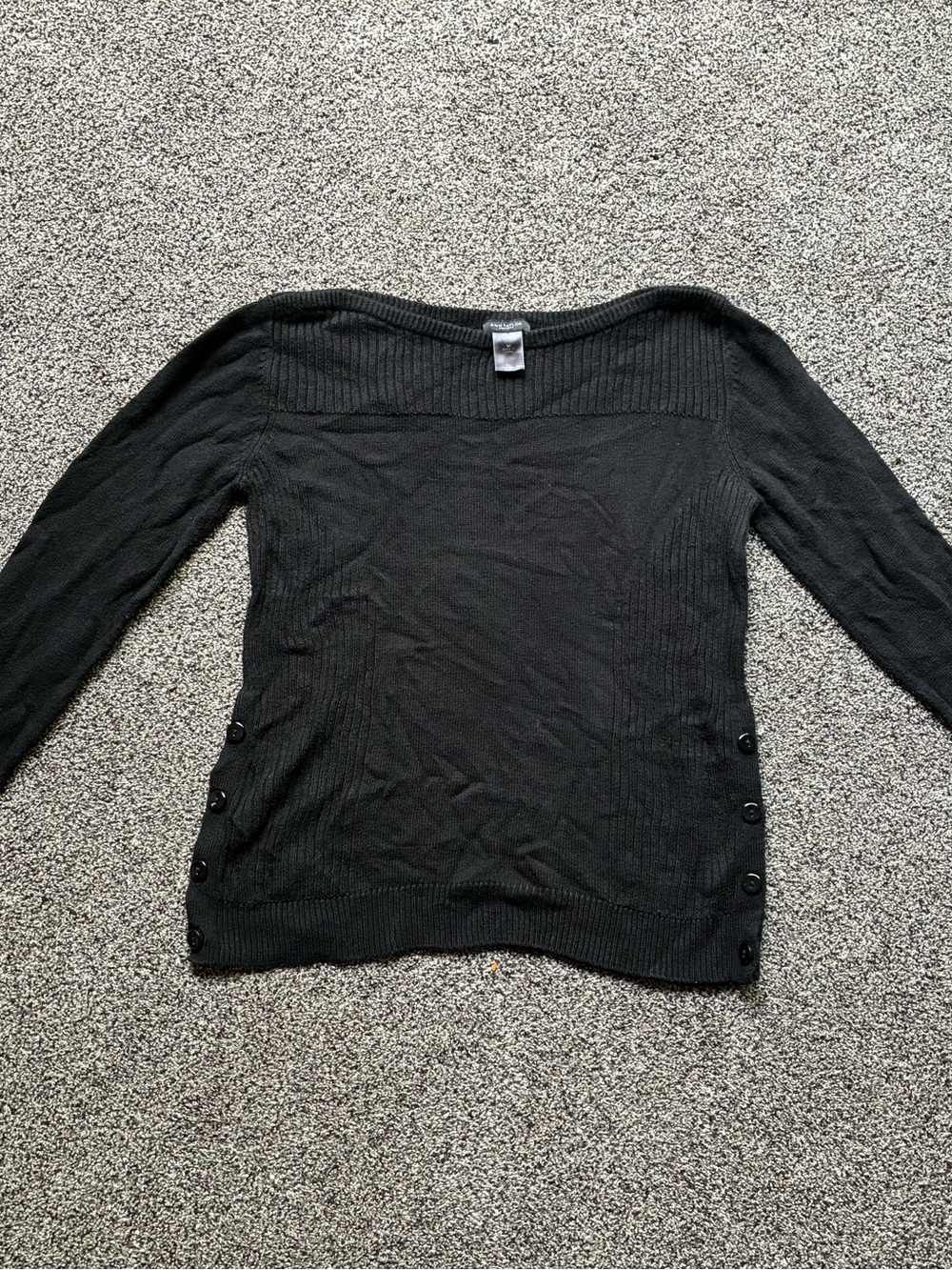 Ann Taylor Factory Women’s Black Button Detail Boatneck Sweater, Size Medium